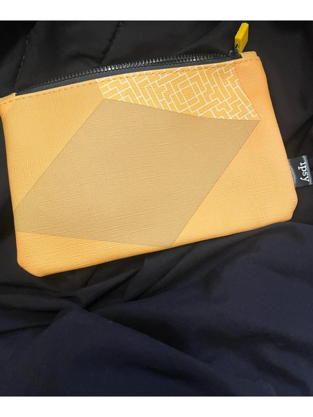 ipsy Yellow Geometric Zip Cosmetic Pouch- Tetris collaboration